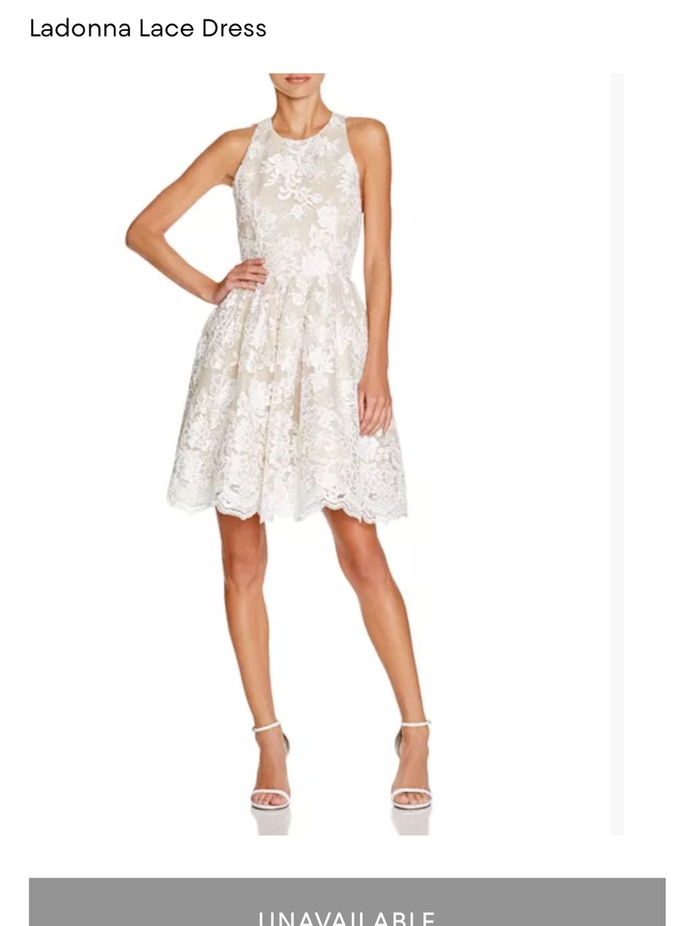 Alice + Olivia Nude Illusion Ivory Floral Lace Fit & Flare Cocktail Dress Size 6